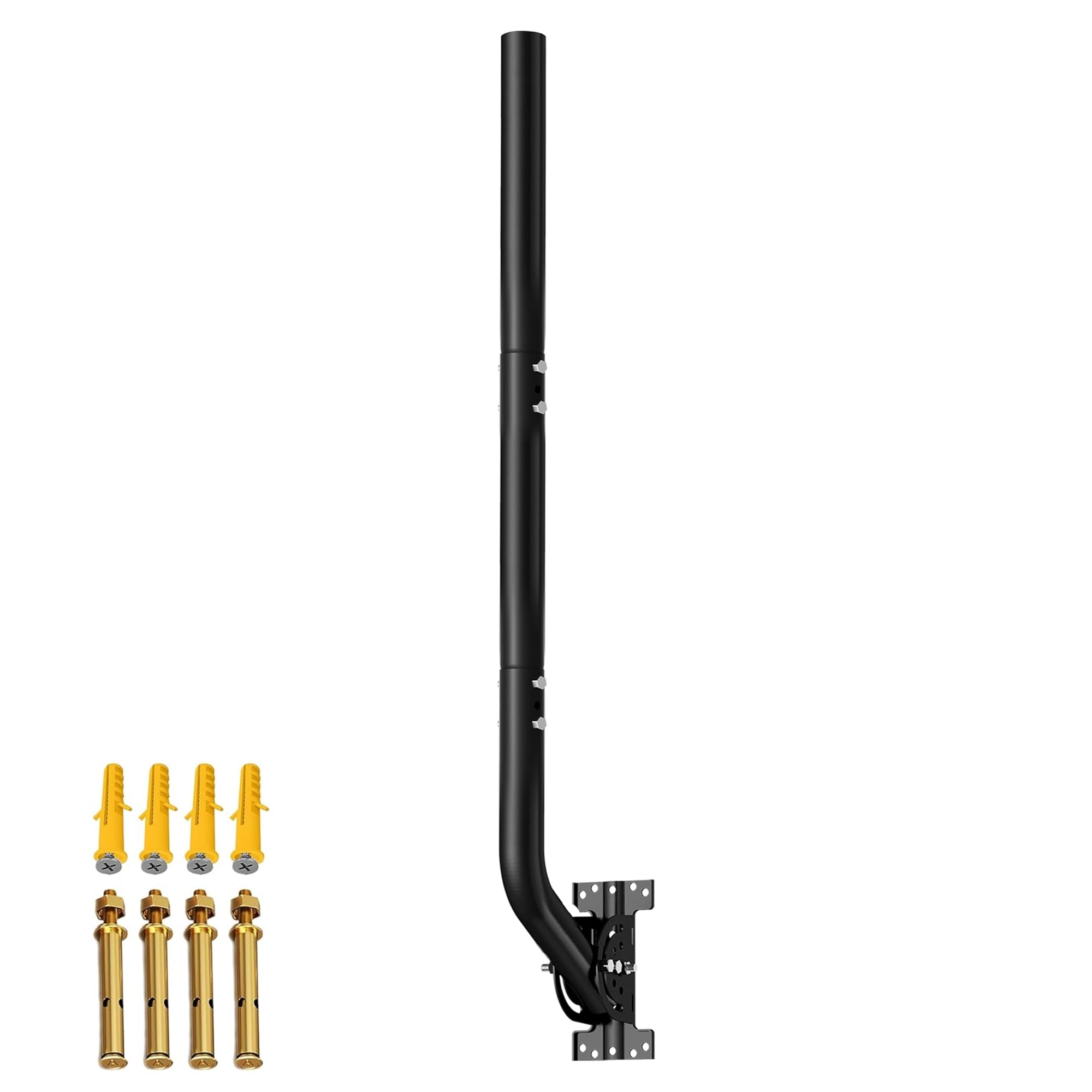 Palo universale per antenne di televisione, satellite, radio, WiFi - Supporto regolabile per palo e montaggio murale (Nero - 82 cm)