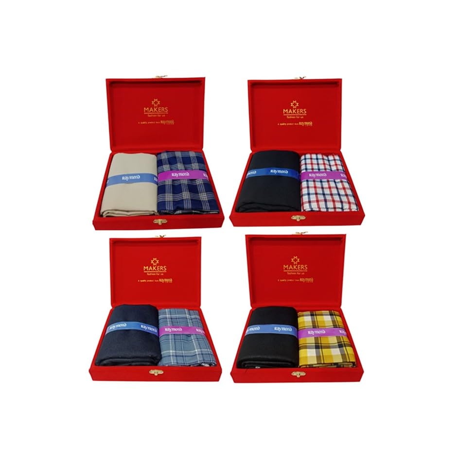 raymond fabrics Makers by Raymond Men’s Shirt & Trouser Fabric Combo - 4| Premium Formal Wear | 2-Piece Gift Box Set-picture-37