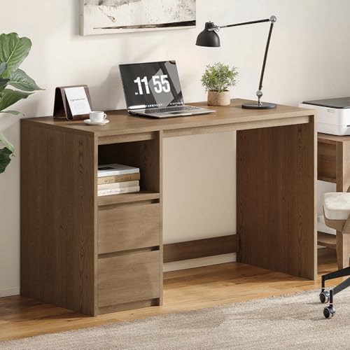 ModernMate Solid Wood Home Office Desk with Storage Drawers, Modern Executive Desk with Open Compartment, 47 inch Writing Desk Computer Desk for Study, Living Room, Bedroom