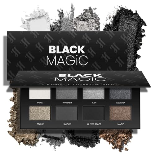 MAKI YIKA Black Smokey Eye Shadow Palette 8Color Dark Grey Eyeshadow for Goth Makeup Black Silver...