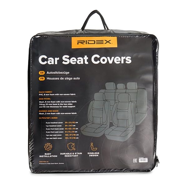 Coprisedile RIDEX 4773A0191 - In Poliestere Nero/Grigio, Kit 9 Pezzi, Per Renault Clio III E Altri Modelli Compatibili