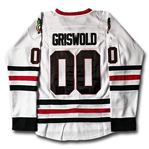 Men s Movie Jersey Clark Griswold 00 Hockey Sweater Hip hop Jersey for X-Mas Party Gife for Halloween Christmas 4XL White