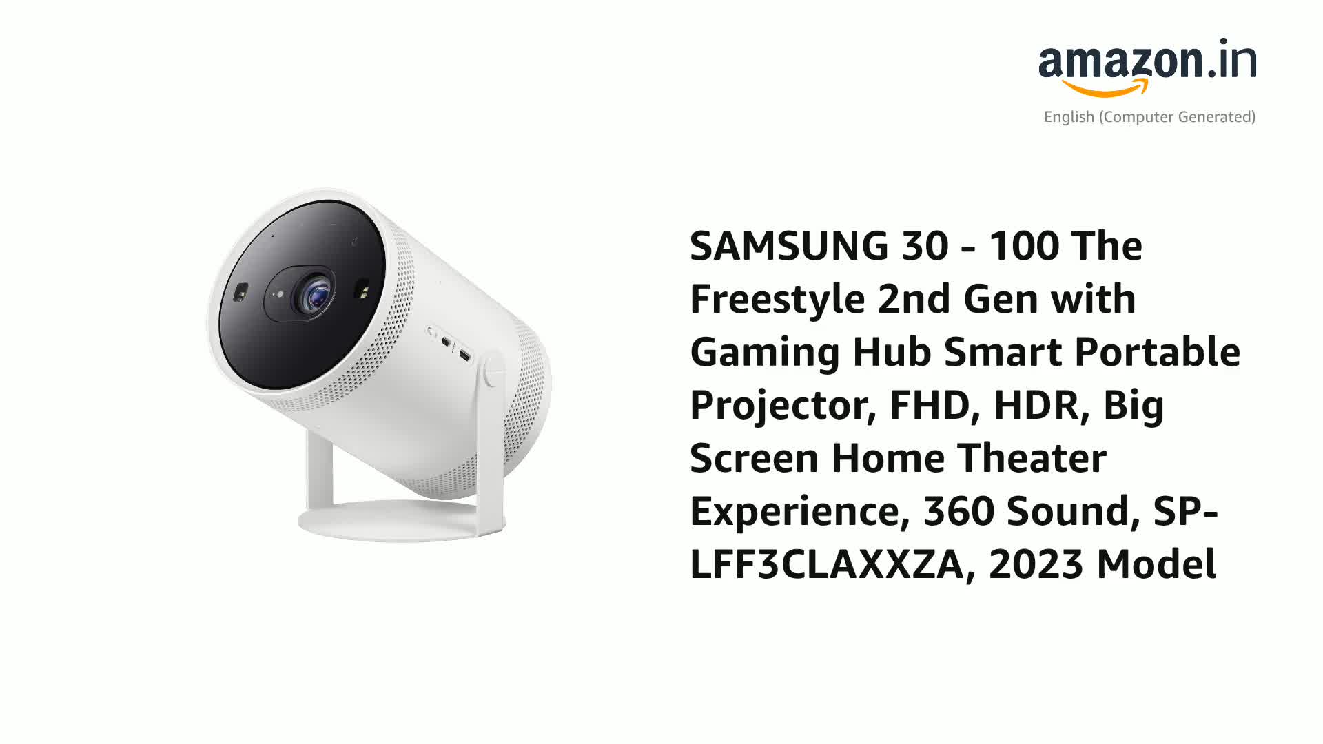 SAMSUNG The Freestyle 2nd Gen Smart Portable Projector