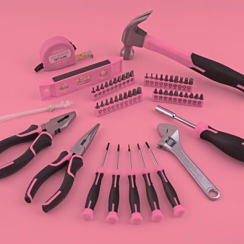 Kit compacto de herramientas 63 piezas color plata y rosa miniatura 4