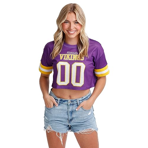 FOCO Minnesota Vikings NFL Womens Gameday Mesh Crop Top - Medium