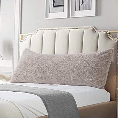 Reafort Ultra Soft Sherpa Body Pillow Cover/Case with Zipper Closure 21"x54" (Taupe, 21"X54" Pillow Cover)