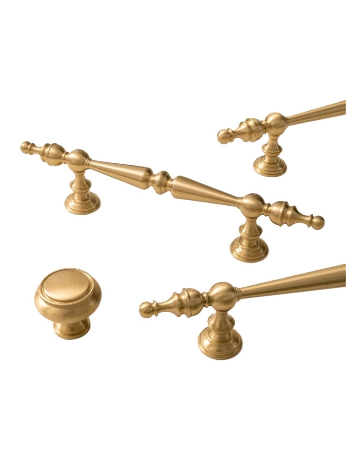 Qvorlth Vintage Cabinet Pulls Solid Brushed Brass Kitchen Cabinet Pull Drawer Knob Bedroom Wardrobe Dresser Handle Luxury Furniture(Pitch-row-224mm)
