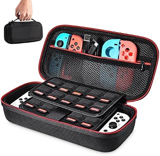 Etui na NS Switch/Switch OLED Younik ulepszona wersja twarda torba podróżna case z większym miejscem na 19 gier, oficjalny adapter prądu zmiennego i inne akcesoria NS Switch