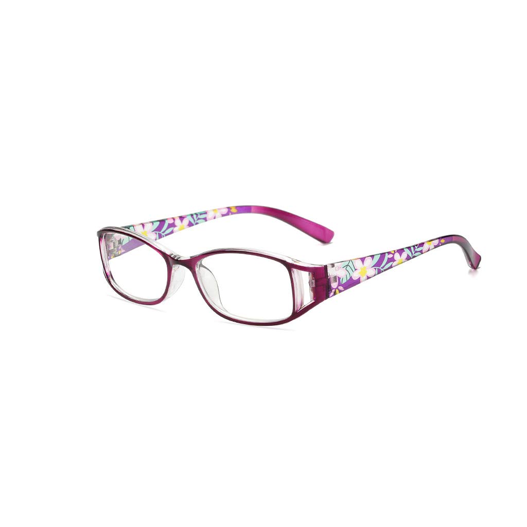 Wygodne damskie okulary do czytania, modne damskie prostokątne oprawki do okularów, okulary blokujące niebieskie światło (3 szt.) (Color : Purple, Size : 2)