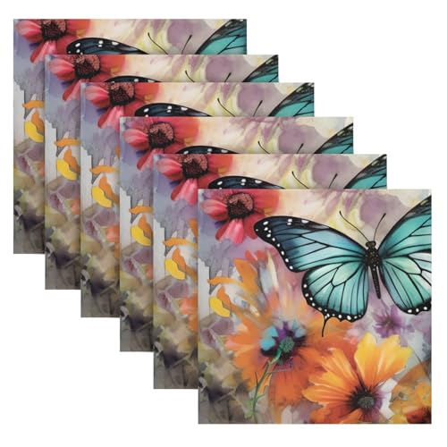 Servilletas de Tela con Diseño de Mariposa Multicolor Pack 6 miniatura 2