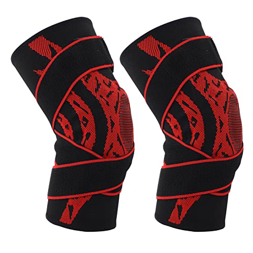 Leapiture 2Pcs Knee Brace Warm Knee Compression Sleeve Knee Stabilizer Brace Breathable Knee Sleeve for Garden Park Exercise Fitness (M)