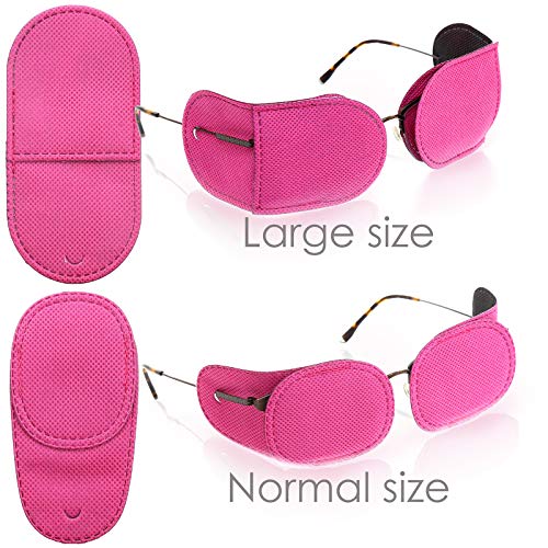 Image of Eye Patches for Adults Kids - VEEJION 12 Piece Eye Patch for Glasses Treat Lazy Eye Amblyopia Strabismus for Left or Right Eyes (Pink)