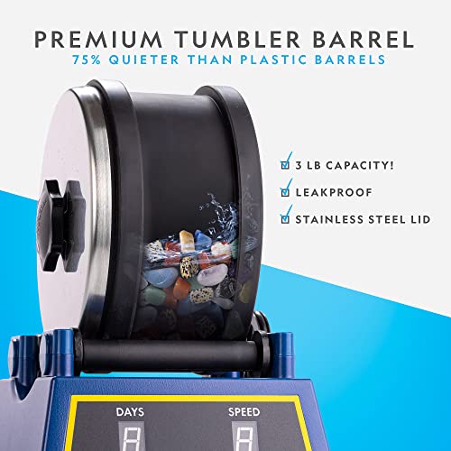 NATIONAL GEOGRAPHIC Rock Tumbler Kit - 3LB Extra Large Capacity, 3LB Rough Gemstones, 4 Polishing Grits, Jewelry Fastenings, Great STEM Science Kit for Boys and Girls