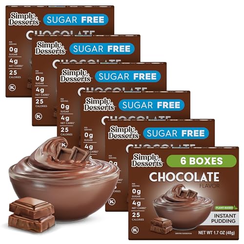 Image of Simply Desserts Chocolate Instant Pudding, Sugar-Free, 6-Pack - Healthy Treat, Keto Snacks, Vegan & Diabetic-Friendly, Kosher, 1.7 Oz Ea