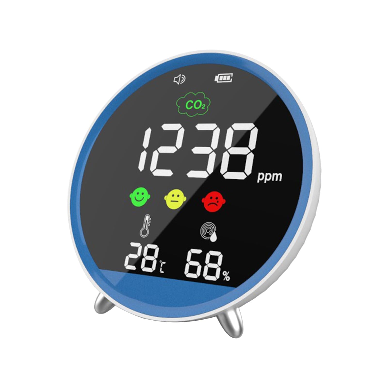 Detector profesional de CO2 con muestreo rápido de 1,5 s y función de alarma, medidor de temperatura de humedad para monitor de aire interior con batería recargable