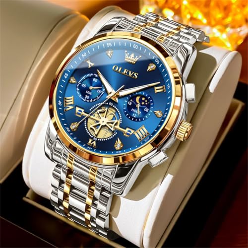Image of OLEVS Watches for Men Dress Chronograph Luxury Stainless Steel Big Face