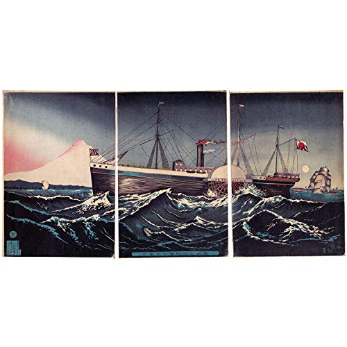 Estampe japonaise triptyque 91x96cm pour habiller un grand mur vide