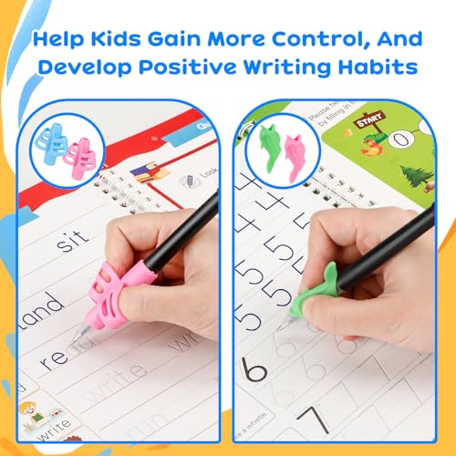 Magic Grooved Handwriting Practice Books for Kids Ages 3-5, Reusable Tracing Book, Preschool Learning Activity, Motor Skills Writing Workbook with Pencil Grips & Magic Ink Pens — view 4