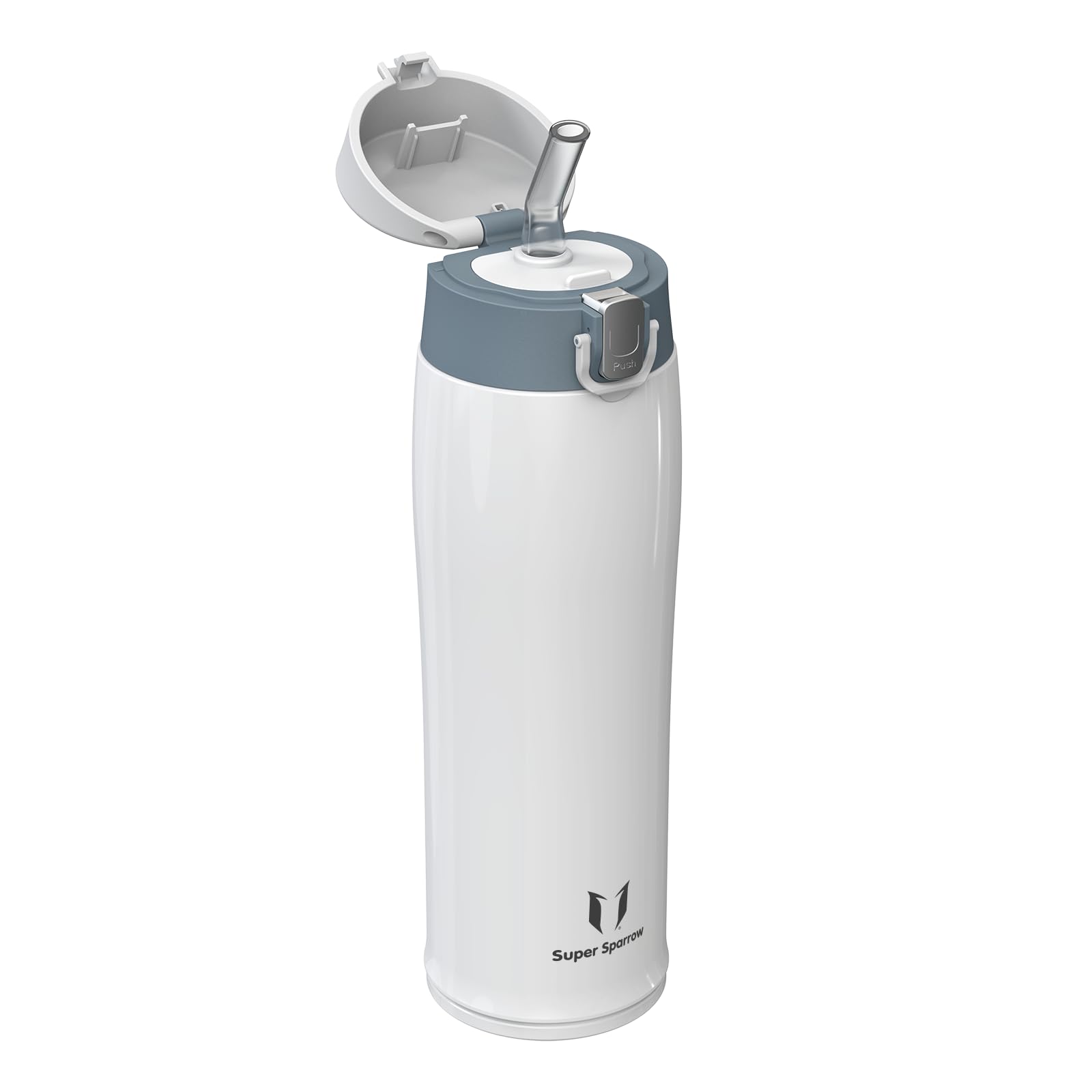 Super Sparrow Borraccia Termica Cannuccia, Borraccia in Acciaio Inox - 350ml, 500ml, 750ml - Senza BPA Tazza Borracce Termiche, Bottiglia Termica per Bambini, Scuola, Sportiva