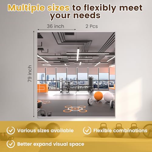 Image of LOAAO Home Gym Mirror 79 inchx36 inch, 2 PCS