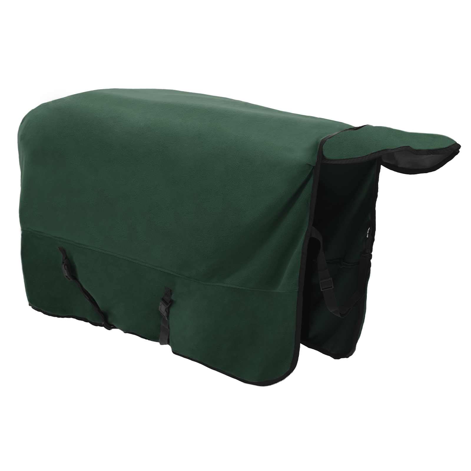 Manta para caballo verde oscuro de 125 cm de poliéster con forro transpirable, impermeable, con cinturón abdominal y cierre de pecho para establo, pasto y transporte
