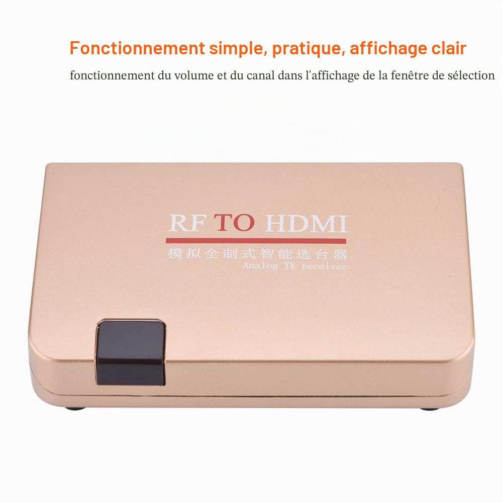 Convertisseur RF vers HDMI, Adaptateur de Modulateur HDMI Stable, Convertisseur Tout Standard Adaptateur Récepteur TV Analogique avec Télécommande, pour Projecteurs, Enseignement(Prise UE)