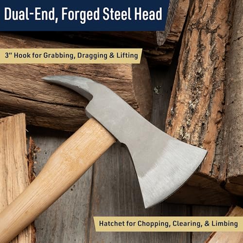 Wood Splitting Axe with Log Pick - 21” Camping Hatchet Axe for Chopping Wood with Forged Steel Head with Log Splitter Blade, Built-in Pickaroon Logging Tool, and Wooden Handle by Kings County Tools by Kings County Tools - Image 2