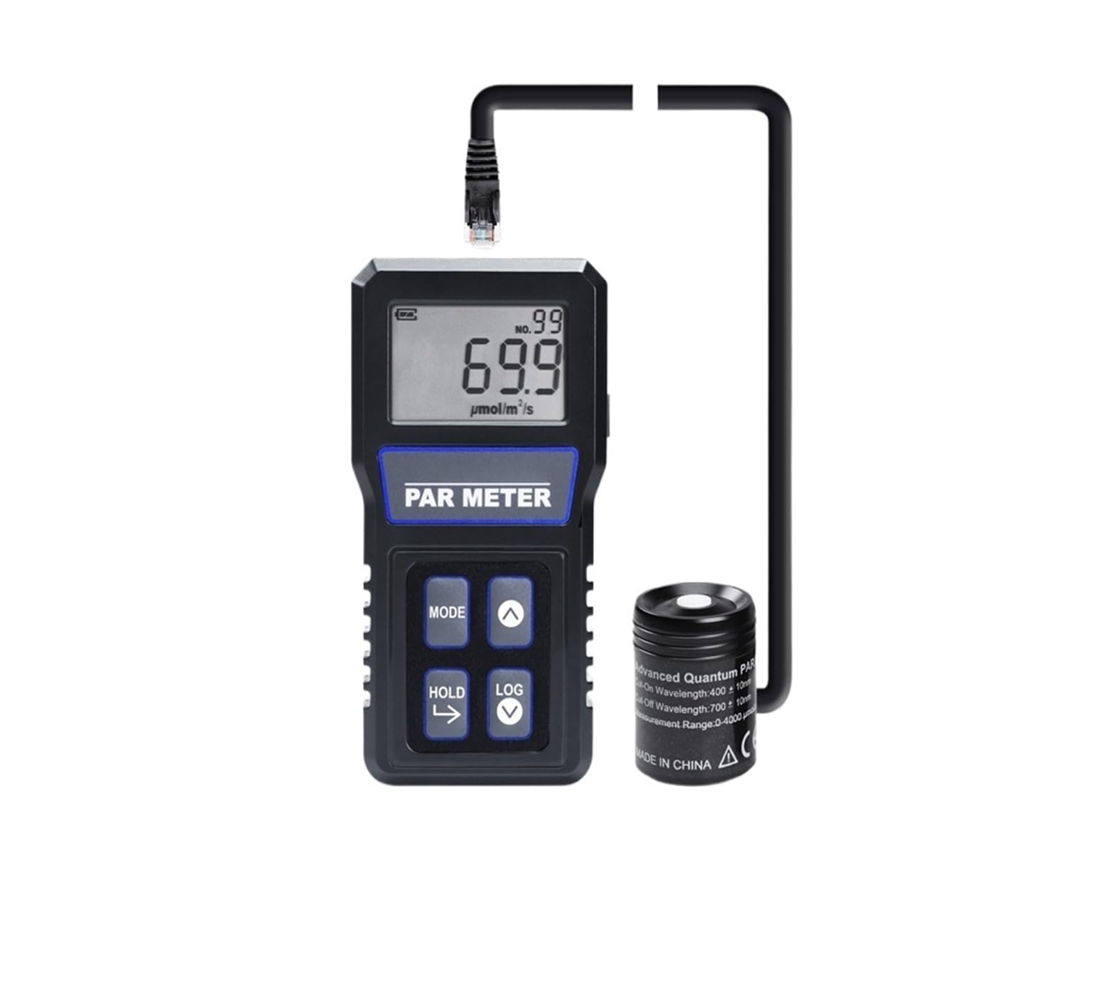 Digital Light Meter, Digital PAR Meter Full Spectrum Sensor Photosynthetic Activity IP68 for Aquarium Reef Tank Plant PPFD Tester LCD Display