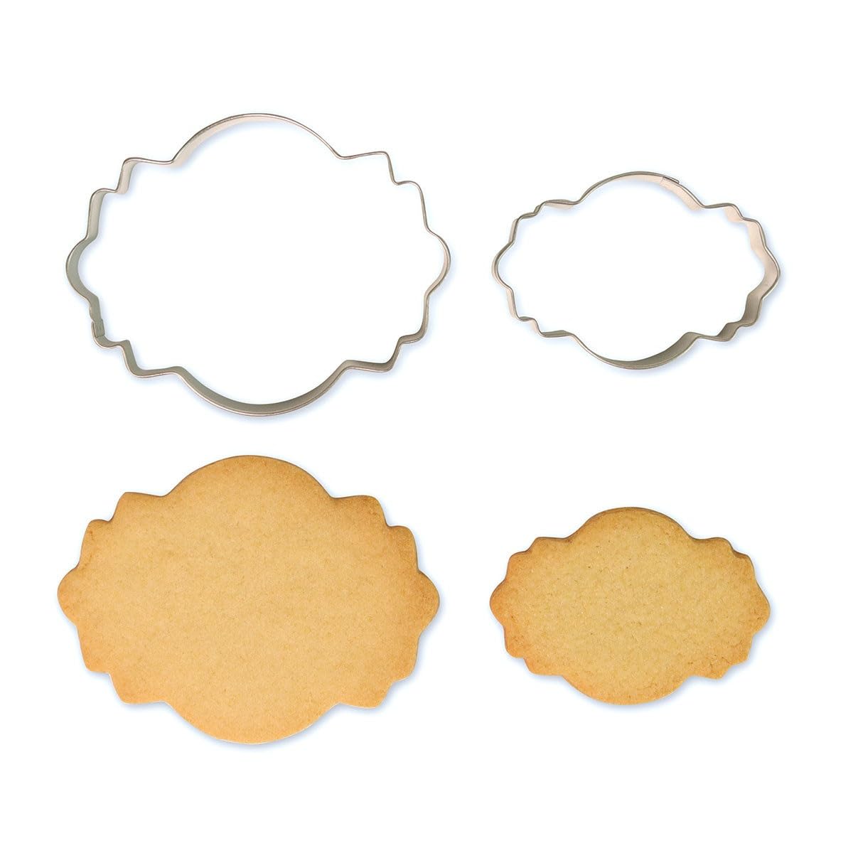 PME Cookie and Cake Plaque Cutter-Style 4-Set of 2, Silver