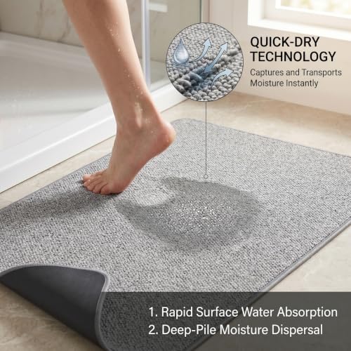 Alfombra de baño antideslizante con tecnología de secado rápido gris 5
