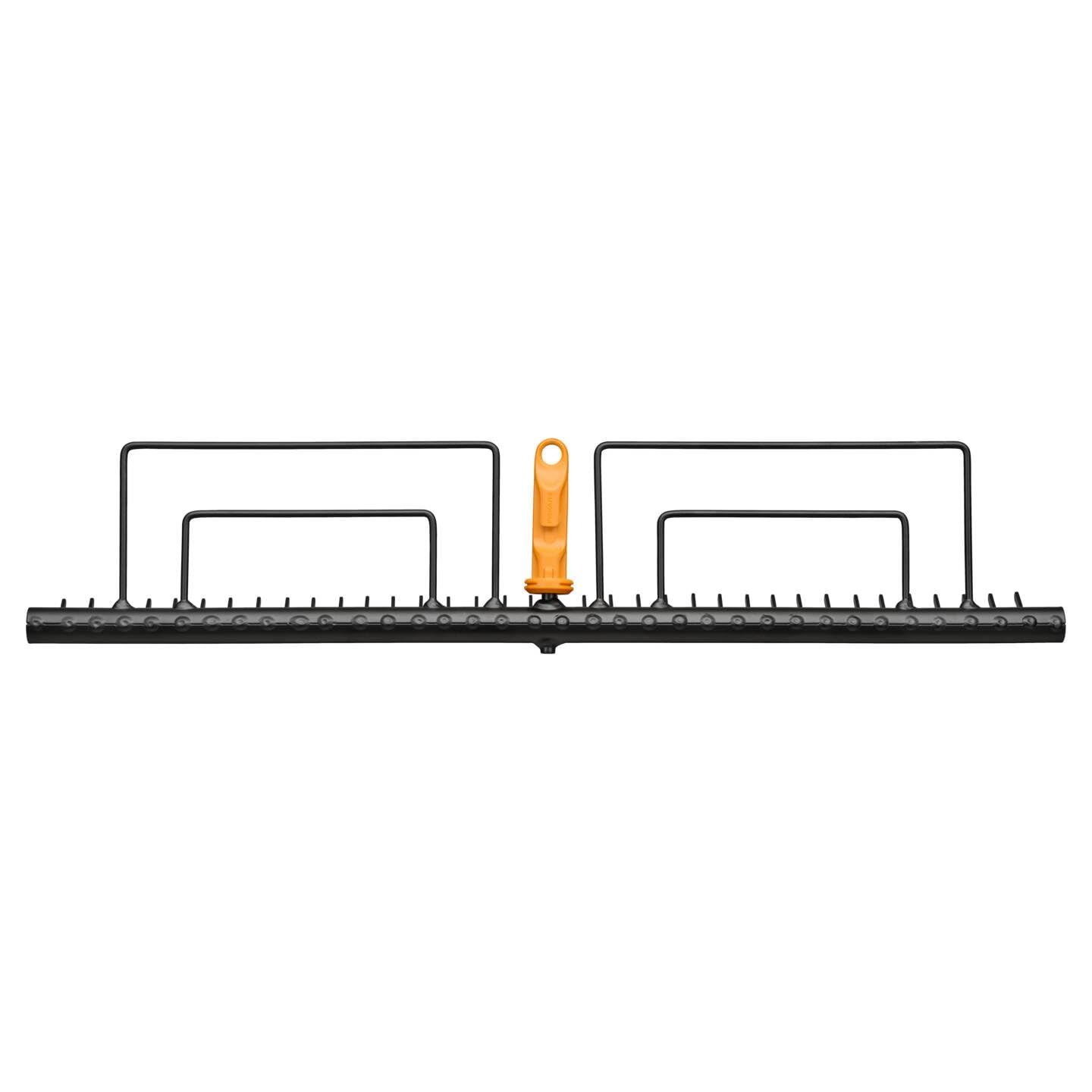 Fiskars OneClick Rastrillo para Césped | Cambio sin esfuerzo con un solo clic, acero al carbono, negro/naranja, 1080680