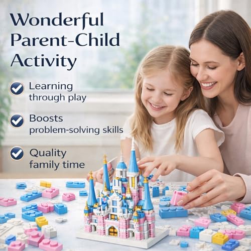 Image of The Little Ones Building & Construction Sets - 1300+ PCS Princess Castle Building Block Toys for Girls Toys for Kids Birthday Gifts DIY STEM Educational Toys for Girls Aged 8-14 Years[Princess Castle
