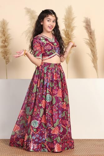 Image of Fashion Dream Girl's Georgette Readymade Lehenga Choli Set|lehenga for kids|kids lehenga