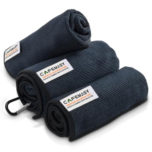 CAFEMASY Barista Towel Set for Coffee Bar - Pack of 3pcs Barista Cleaning Cloth with Hook Soft Barista Towels for Cleaning Espresso Machine Steam Wand Dripper Tray and Portafilter