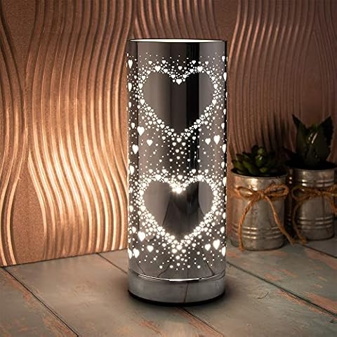 L & P Home & Gifts L&P Home & Gifts Desire Aroma melt Oil Aromatherapy Wax Touch lamp. Fragrance Burner for Home/Bedroom/Living Room/Office/Gym. Heart Design in Silver, Multicolour, 10X10X26CM, H26cm Cover