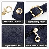 Energather Damska torba na telefon komórkowy do zawieszenia, skóra poliuretanowa, mała torba na telefon komórkowy, torba na ramię ze zdejmowanym paskiem na ramię, na zakupy, spacery, granatowy, S