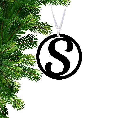 S Initial Stocking Tag - Monogram S X-Mas Tree Ornament - Christmas Garland S Initial Decor - Hannukah Monogram S Letter Gift Tags for Gift Bags and Boxes and Wine Bottles (S)