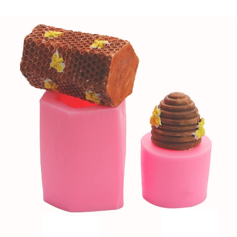 2 Pack 3D Bee Honeycomb Shape Liquid Silicone Mold Honeycomb Candle Mold Cake Honeycomb Mold Decoration DIY Handmade Soap Aroma Candle Decoration