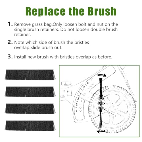 Ximoon Lawn Sweeper Replacement Part- 46780 Brush and 48388 Hopper Bag Compatible with Agri Fab 45-0320 45-03201-062 45-03201-062 42\" Tow Lawn Sweeper