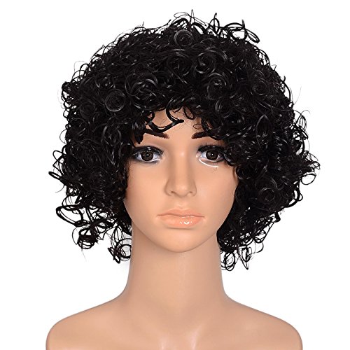 Kamo Short Synthetic Lace Front African American Hair Afro Kinky Curly Wig for Black Women