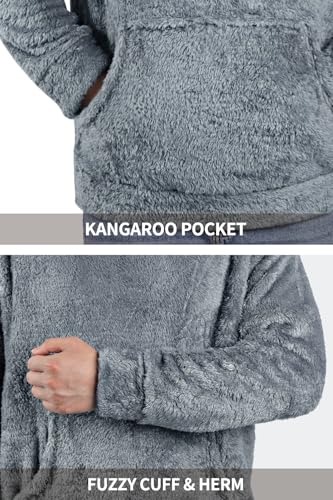 Image of GINGTTO Men's Fuzzy Sherpa Sweatshirt Fashion Pullover Fleece Hoodies