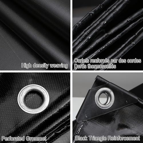 Telo Impermeabile Da Esterno 2.8 X 3 M Resistente Alle Intemperie, Impermeabile Impermeabile Copri Stendino, Telone Per Barche Per Mobili, Legna, Campeggio, Bici, Nero - 2