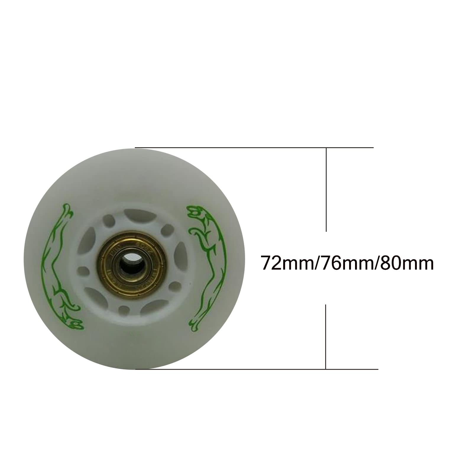 Genérico Ruedas de Repuesto para Patines en Línea Exterior Interior Paquete de 8 Luces Led Intermitentes de 72 mm, 76 mm Y 80 mm, con Rodamientos, 90 A