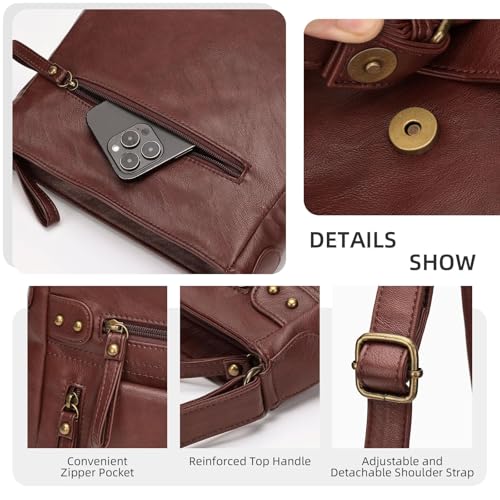 Image of Crossbody Bags for Women Medium PU Leather Multi Pocket Shoulder Purses