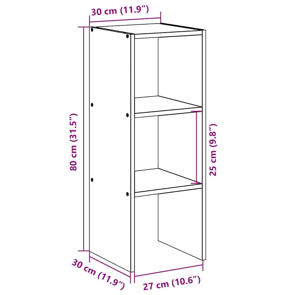 Libreria Impilabile Grigio Sonoma 30x30x80 cm Truciolato | Mobiletto verticale salvaspazio a piu ripiani per soggiorno studio e corridoio con capacita di carico fino a 60 kg.