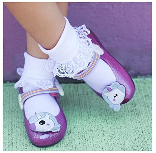 Jefferies Socks Girls Lace Ruffle Princess Tutu School Dress Turn Cuff Socks 6 Pair Pack4