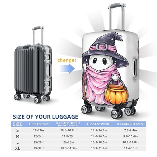 Cute Ghost Witch Holding A Bucket Elastic Travel Luggage Covers Dustproof Scratch-Resistant Suitcase Protector Fit 22-24 Inch4