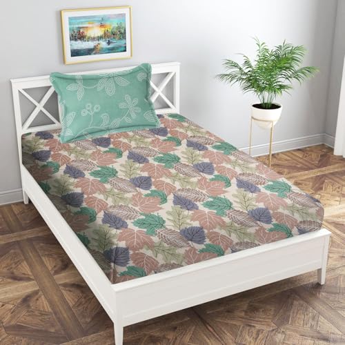 Image of IVAZA Turkish Cotton 280 TC Super Soft Warm Bedsheet Set for Single Size Bed, Durable bedsheet with 1 Pillow Cover Olive Green
