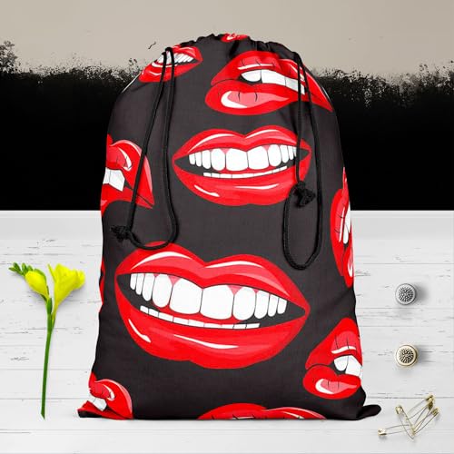 Image of ArtzFolio Lips D1 | Reusable Sack Bag | Bag for Gym, Storage, Vegetable & Travel