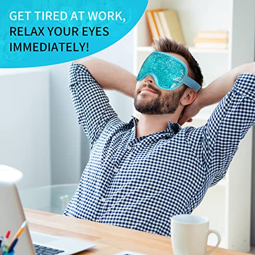 Cooling Ice Gel Eye Mask Reusable Eye Masks, Sleeping Mask With Plush Backing For Headache, Puffiness, Migraine, Stress Relief (Blue)… #TOP4